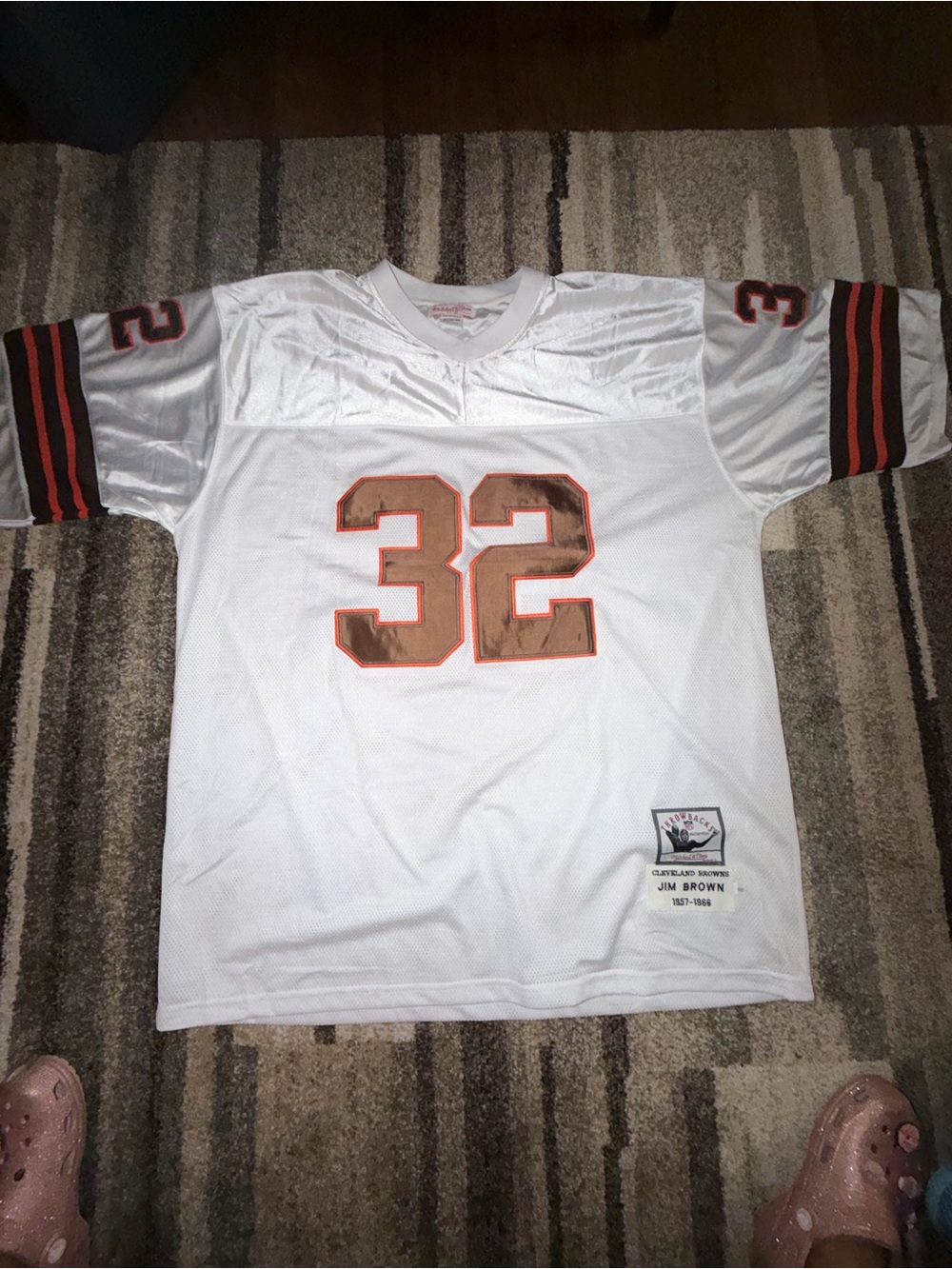 Adult White Football Jersey Shirt with Brown Number 32